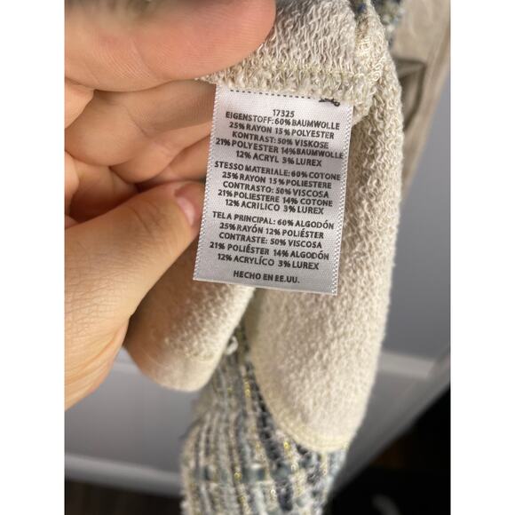 Dolan Left Coast, Size XS, Oatmeal & Blue Mixed Media Open Cardigan, Metallic - Picture 5 of 7